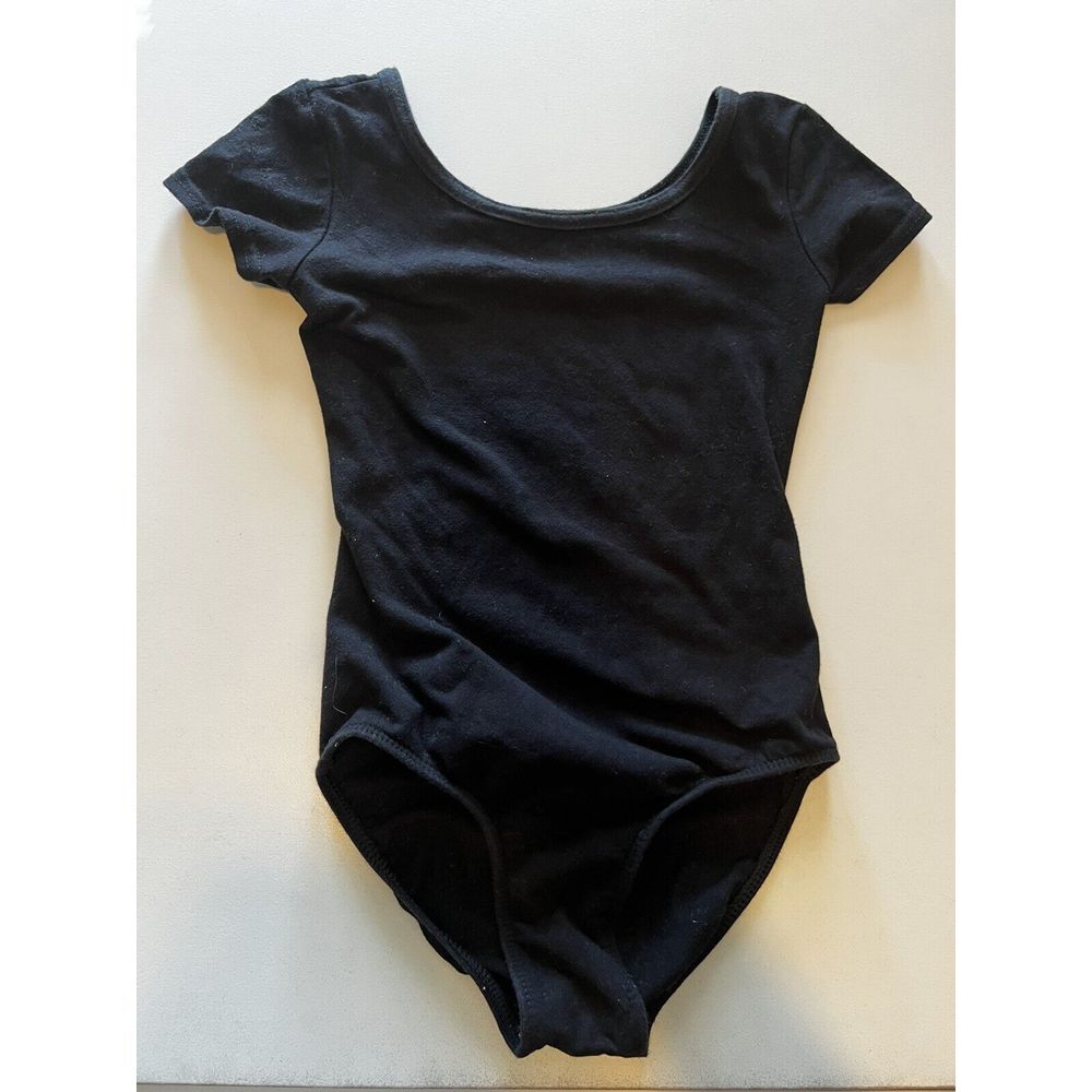 LEOTARD Girls Kids Size 4T Short Sleeve Solid Black
